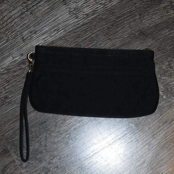 Vera Bradley Handbags - Vera‎ Bradley Quilted Black Wristlet Clutch Purse Handbag Gold Tone Hardware